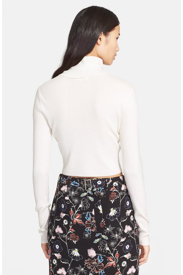 'Milo' Crop Turtleneck Sweater, Alternate, color, WHITE
