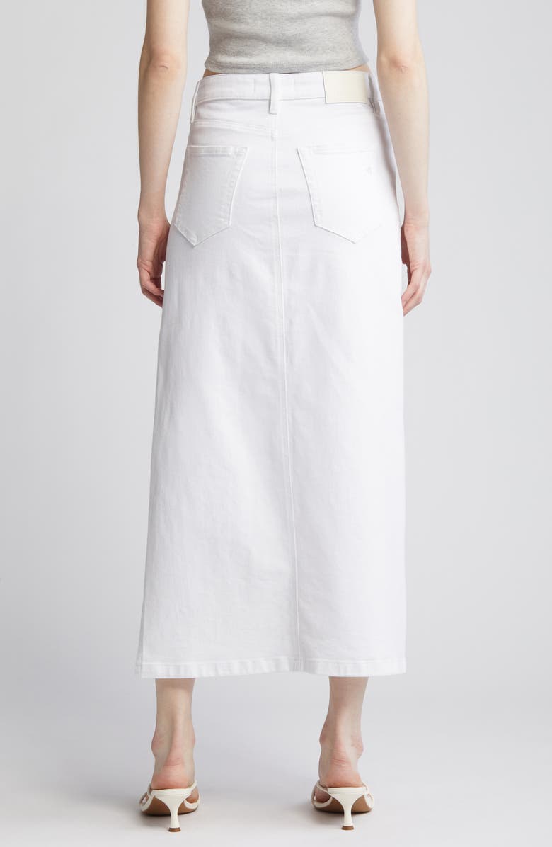 HIDDEN JEANS Side Slit Midi Denim Skirt, Alternate, color, White
