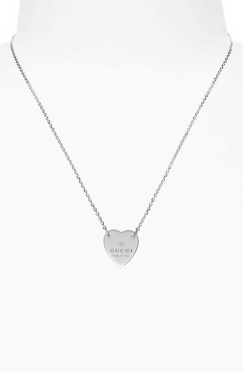 Gucci Trademark Heart Sterling Silver Necklace, Alternate, color, Sterling Silver