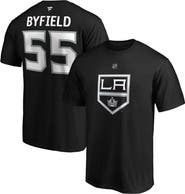 FANATICS Men's Fanatics Branded Quinton Byfield Black Los Angeles Kings Authentic Stack Name & Number T-Shirt