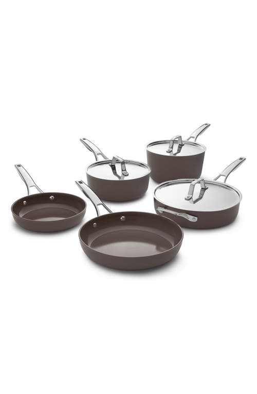 Calphalon Premier Ceramic Nonstick 8-piece Cookware Set In Brown