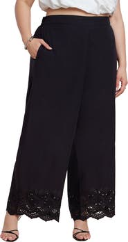ELOQUII Embroidered Eyelet Pant
