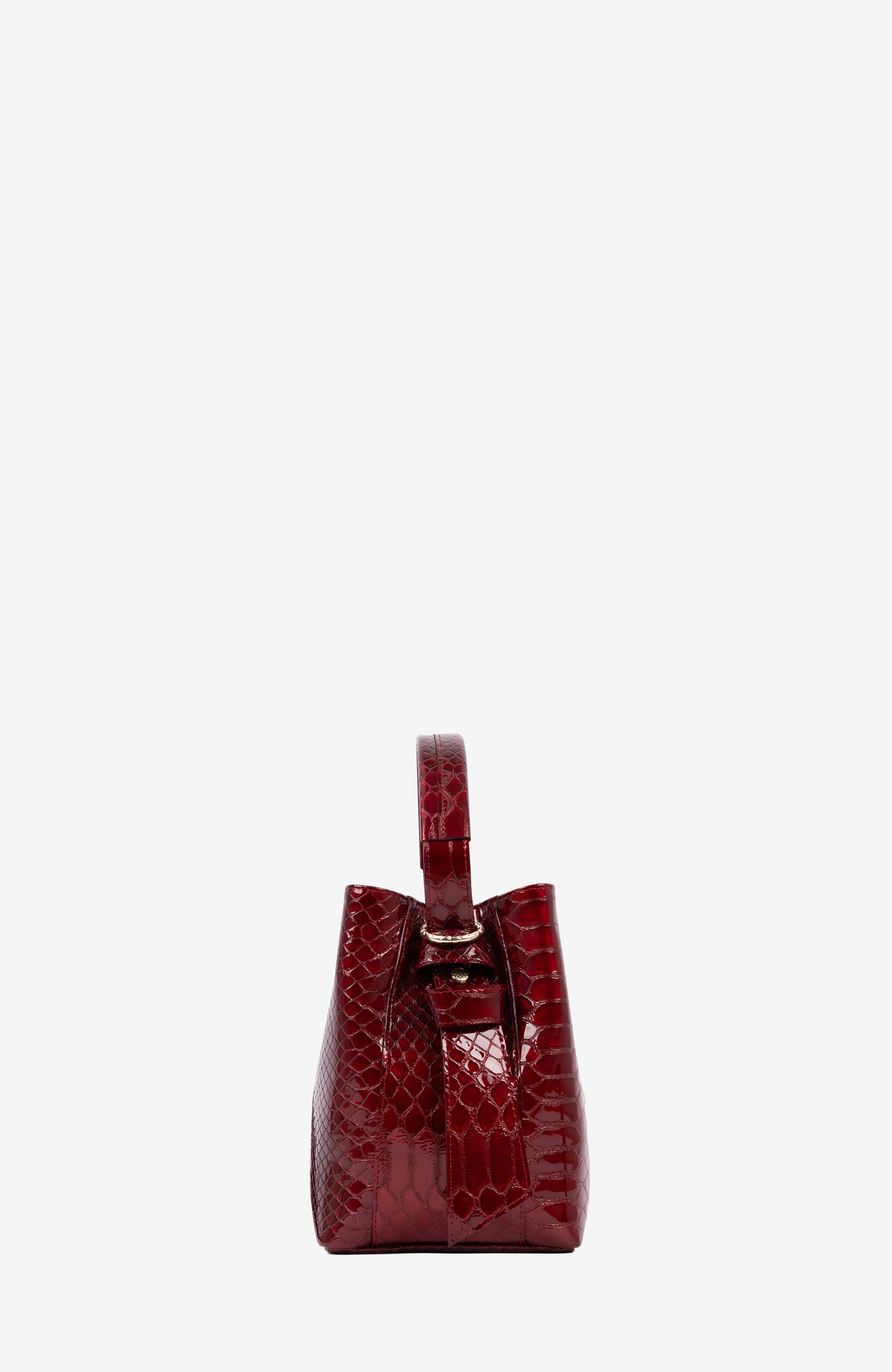 Gallop Patent Leather Bucket Bag 591, Alternate, color, Red