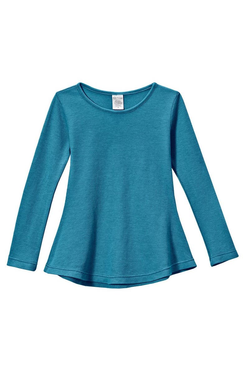 CITY THREADS Girls Soft & Cozy Thermal Long Sleeve Tunic, Main, color, Teal