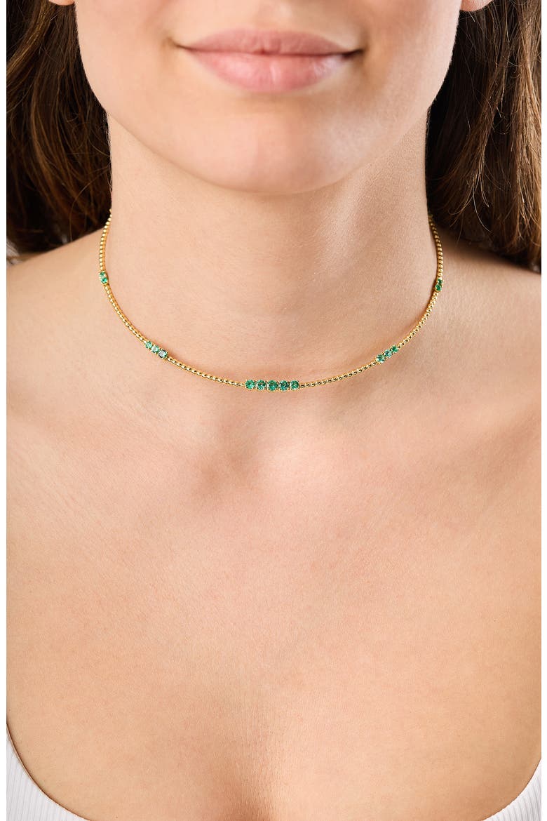 18K Gold El Mar Emerald Choker Necklace (Online Trunk Show), Alternate, color, 18K YELLOW GOLD/ EMERALD