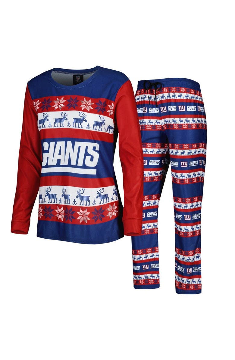 FOCO Women's FOCO Royal New York Giants Holiday Ugly Pajama Set, Main, color, 