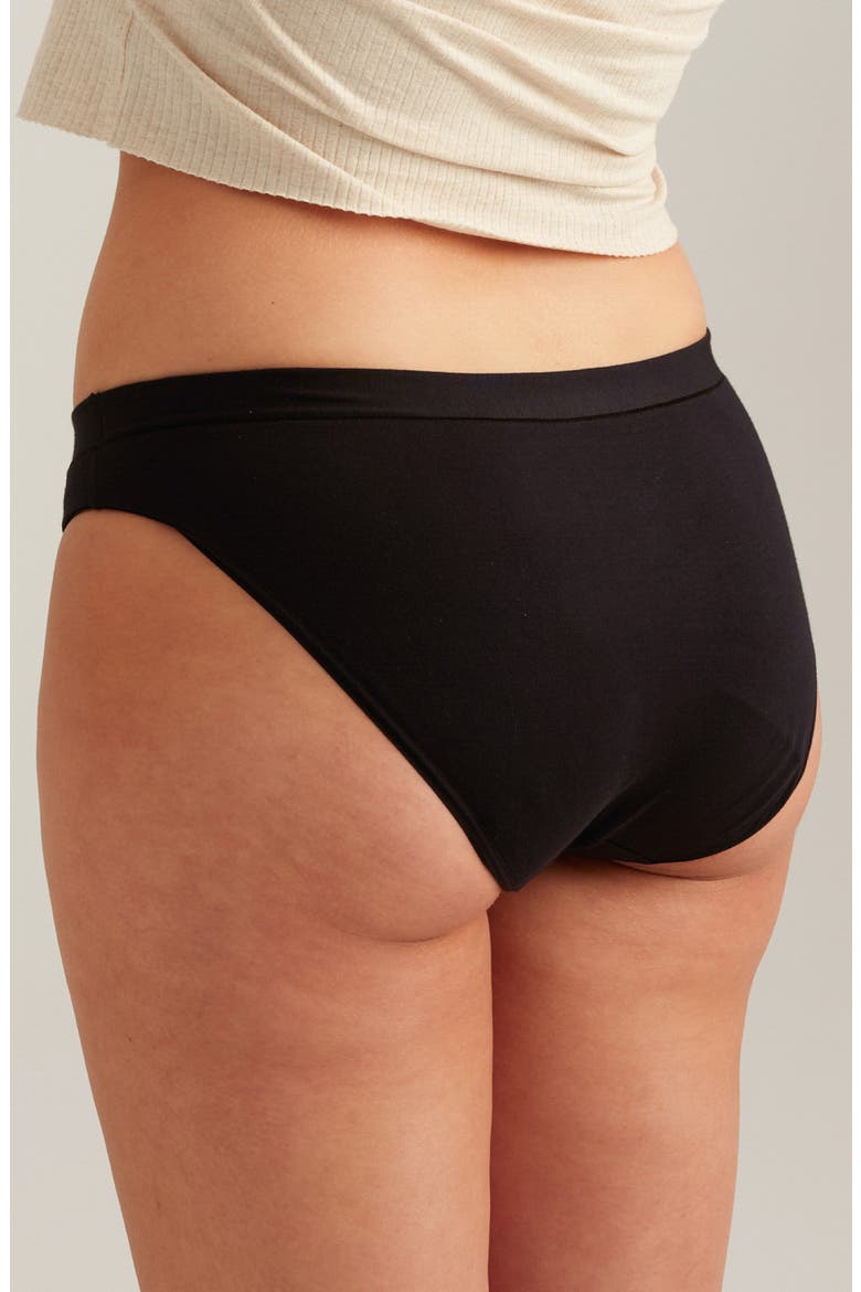 Period & Leakproof Regular Absorbency Comfort Bikini, Alternate, color, BLACK