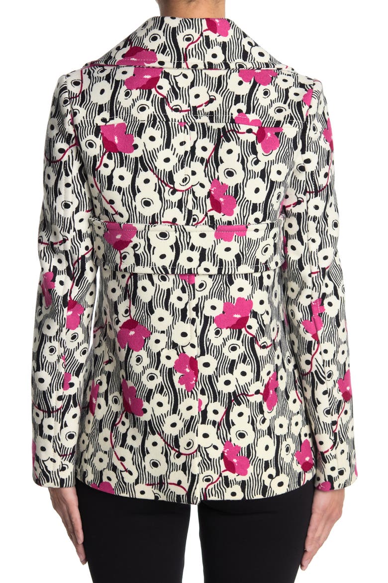 Caban Printed Wool Blend Blazer Jacket, Alternate, color, BLACK/ PINK