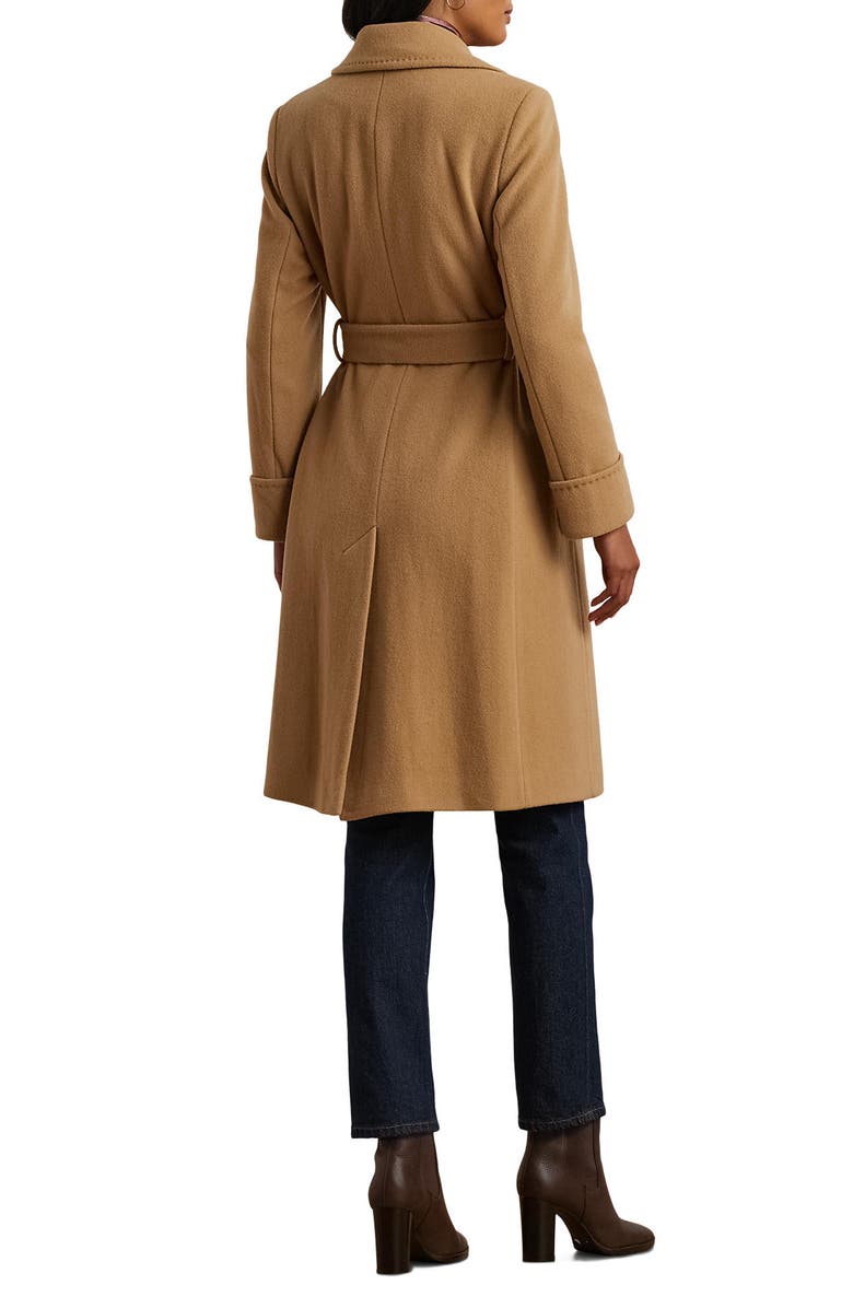 Lauren Ralph Lauren Belted Wool & Cashmere Blend Wrap Coat, Alternate, color, Camel