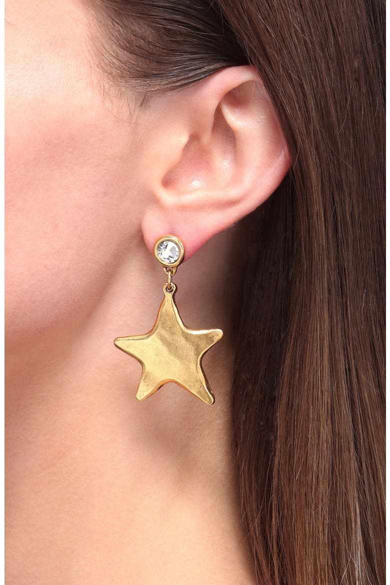 Star Shine Drop Earrings, Alternate, color, GOLD