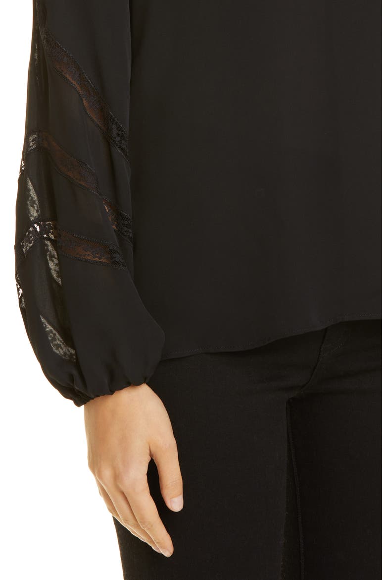 Lala Silk Blouse, Alternate, color, BLACK