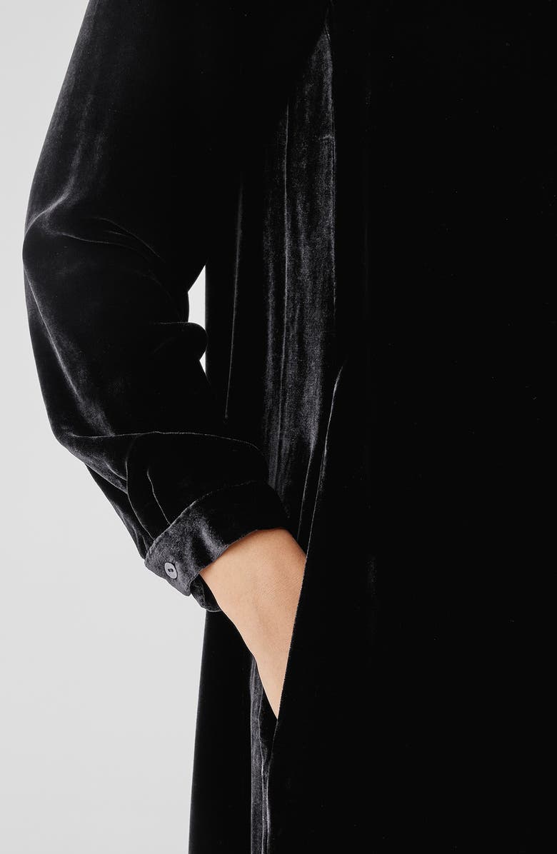 Eileen Fisher Long Sleeve Velvet Shift Dress, Alternate, color, 