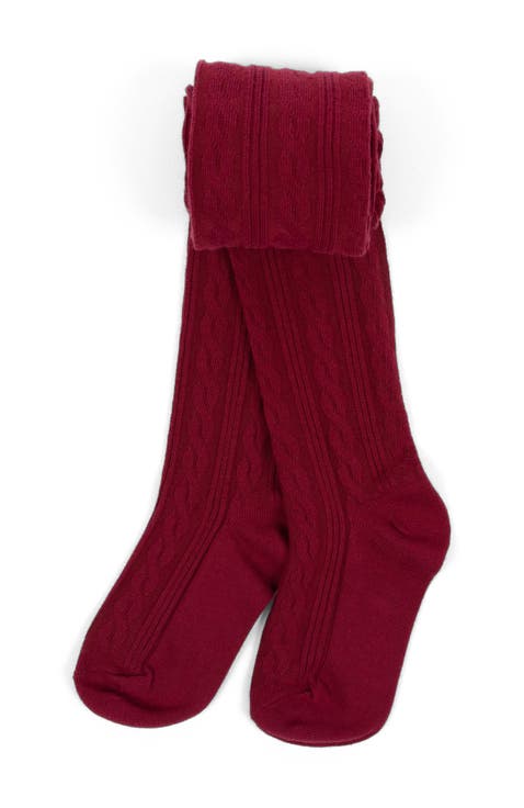 Girls Cable Knit Tights, Cotton Blend