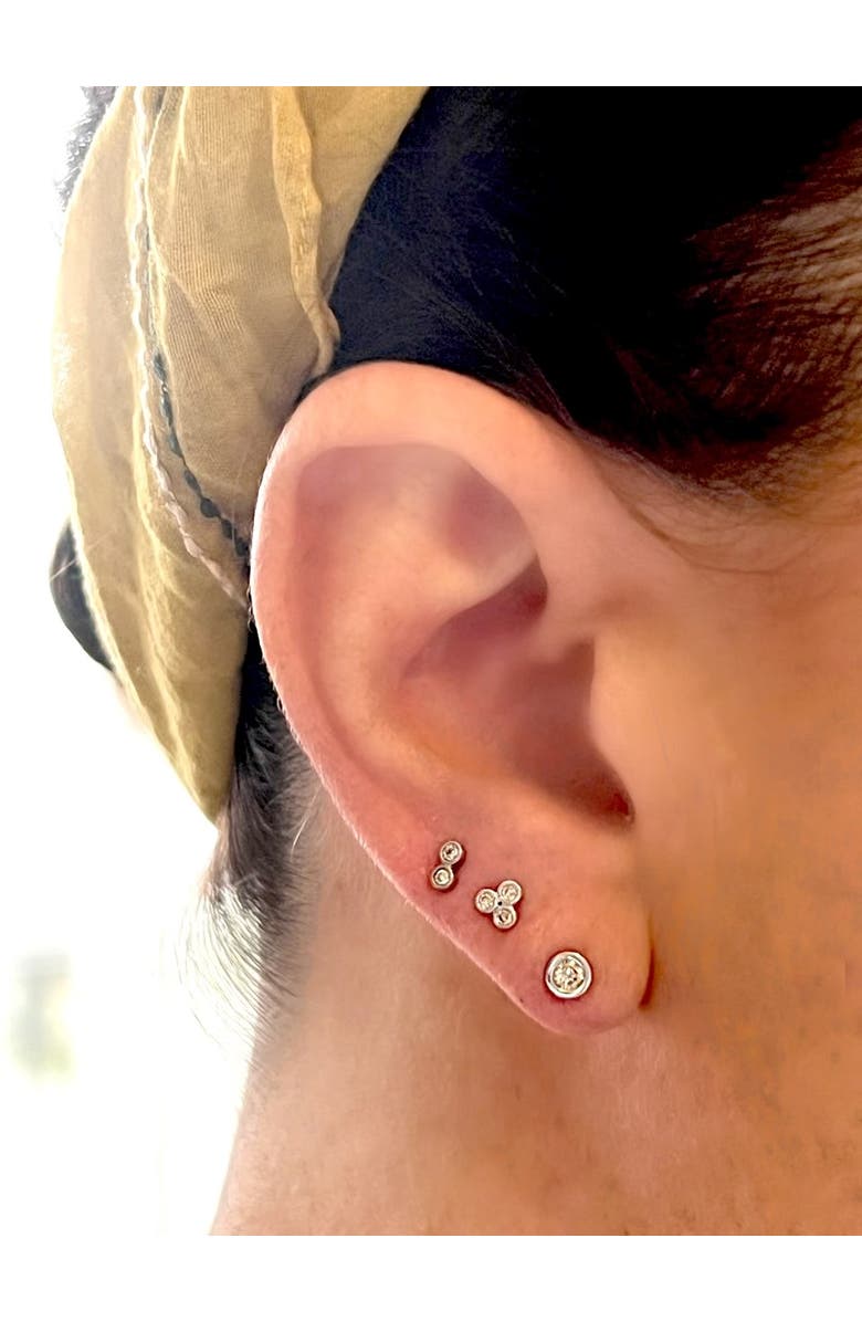 ELLIOT YOUNG 14K Gold Petite Double Bezel Diamond Stud Earrings, Alternate, color, White Gold