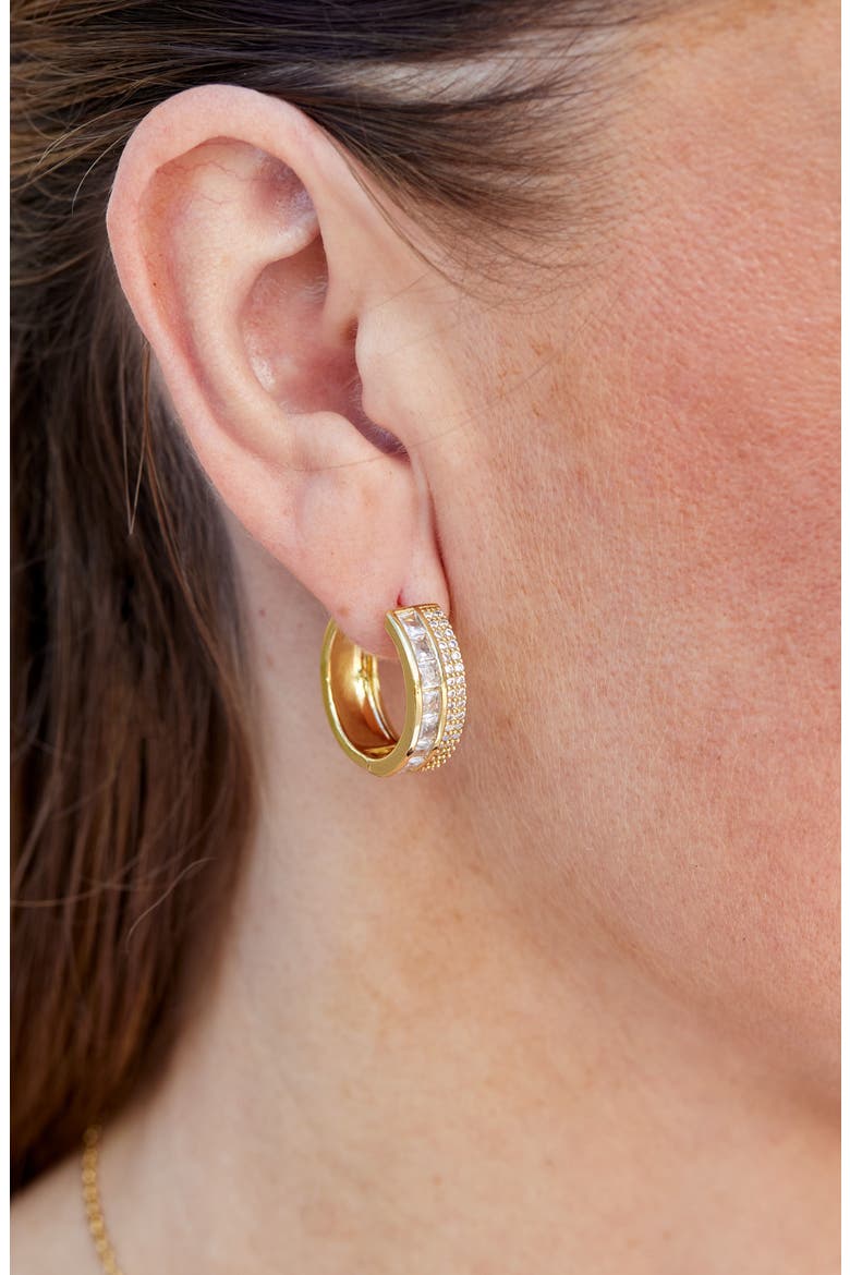 Cubic Zirconia Hoop Earrings, Alternate, color, YELLOW
