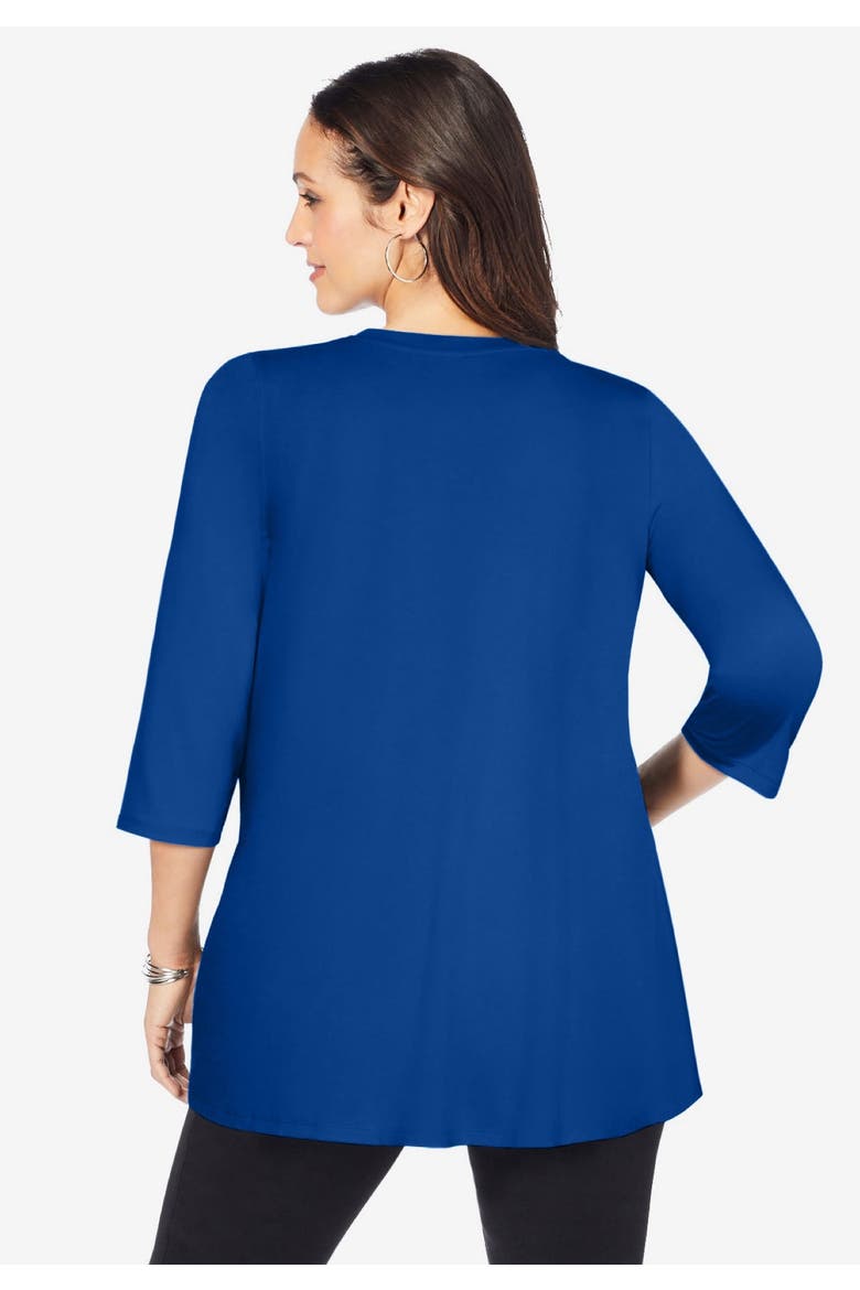 Stretch Knit Swing Tunic, Alternate, color, DARK SAPPHIRE