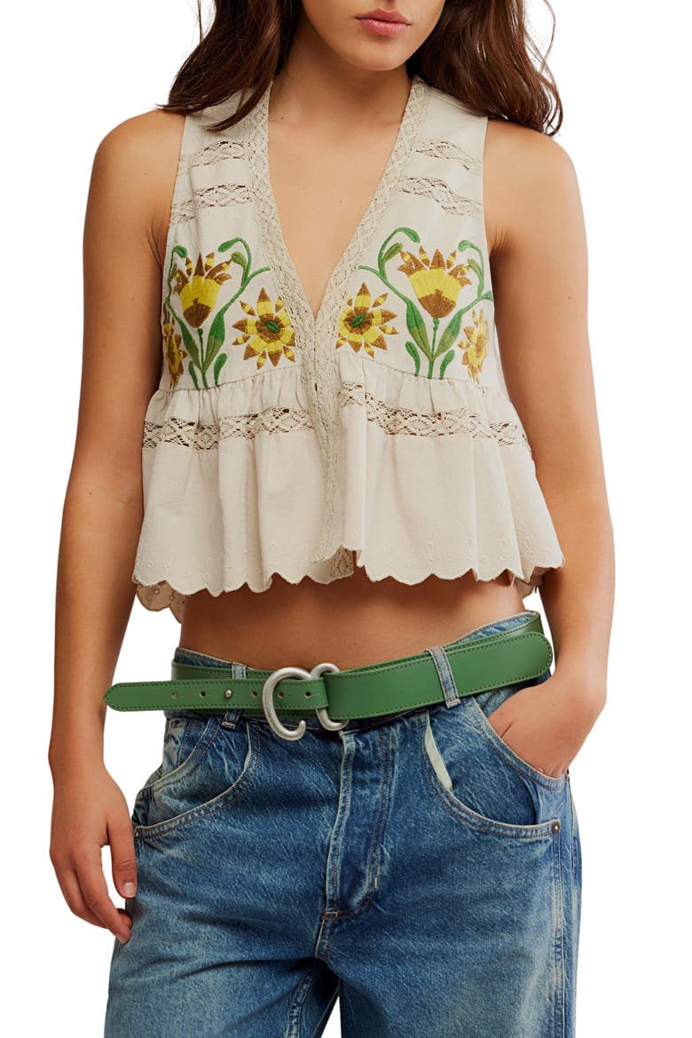Bali Vine Whispers Embroidered Tank, Main, color, OAT COMBO