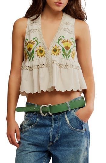 Free People Bali Vine Whispers Embroidered Tank In Brown
