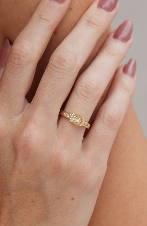 Savvy Cie Jewels Cz Buckle Ring In Gold