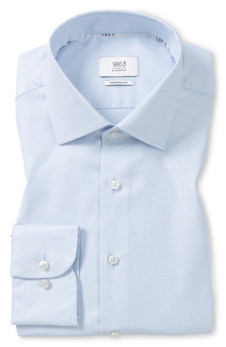 1863 by Eterna Modern Fit Structured Twill Dress Shirt, Main, color, Sky