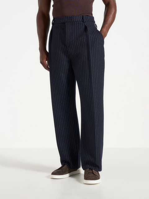 Dorian Wool Pinstripe Pleated Trousers
