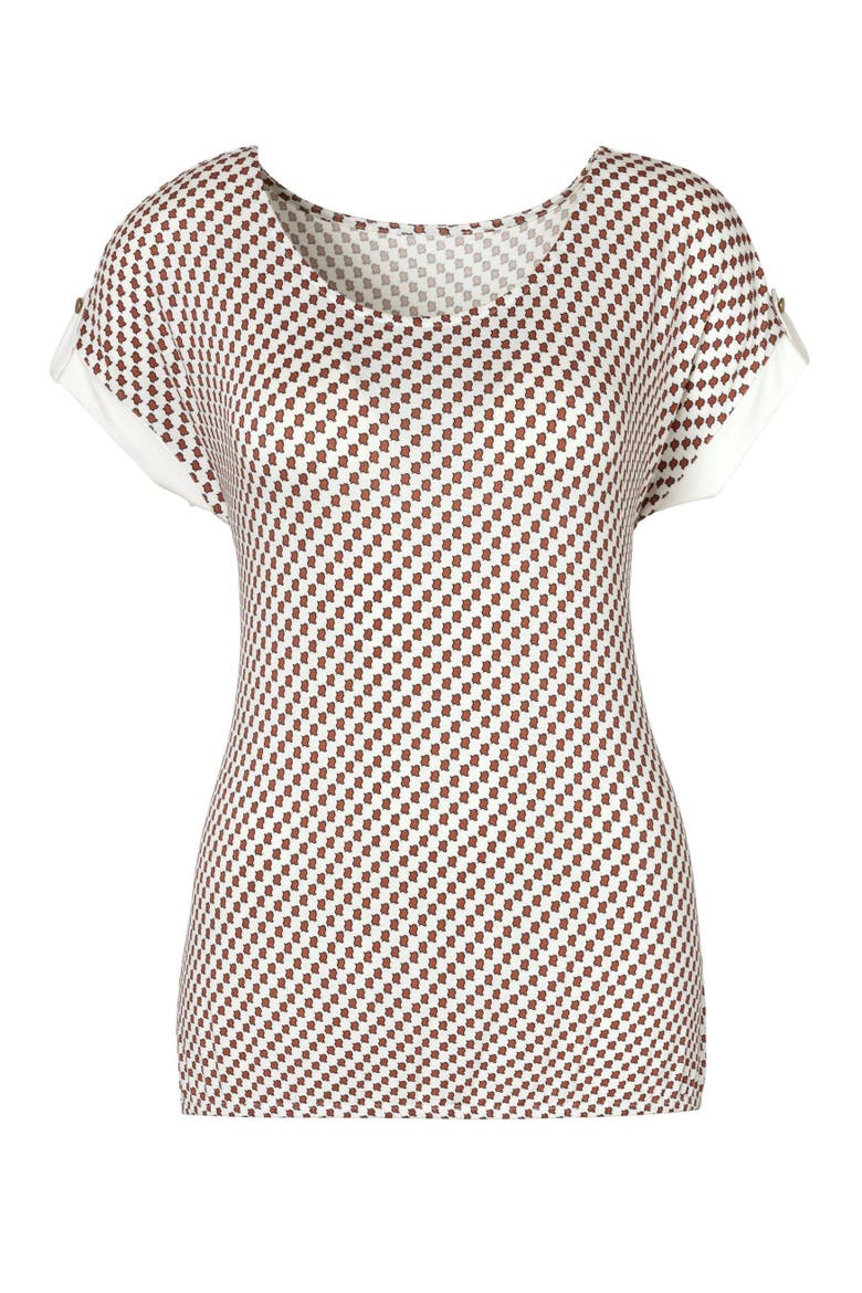 Rounded Neckline Top, Alternate, color, White Printed