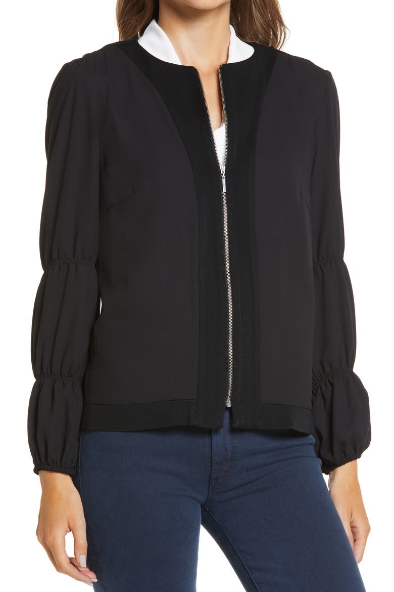 Front Zip Knit Jacket, Alternate, color, BLACK