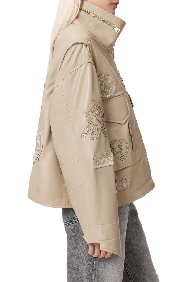 AllSaints Logo Patch Jacket, Alternate, color, Taupe Brown