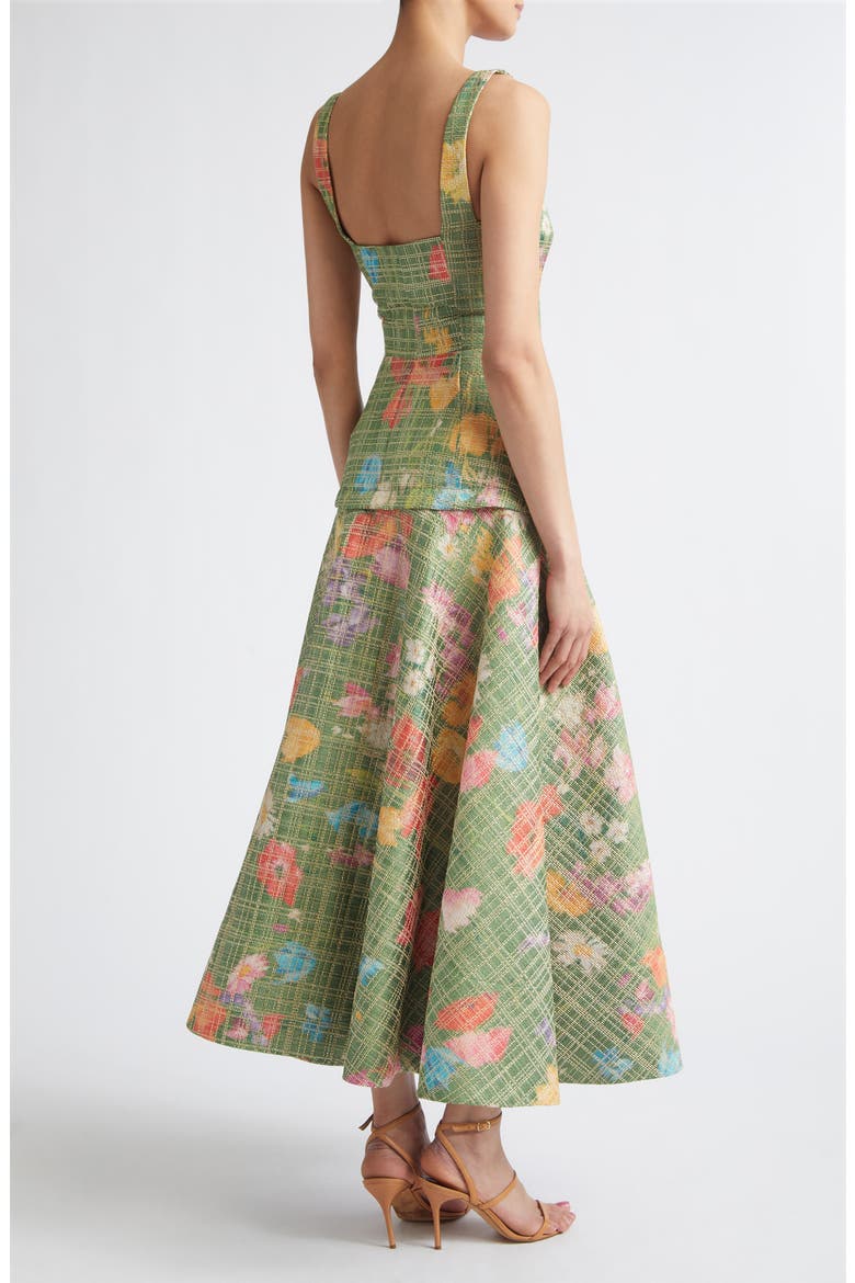 Floral Raffia Square Neck Midi Dress, Alternate, color, CACTUS