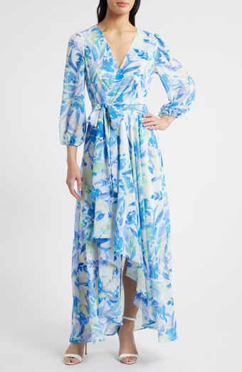 Eliza J Floral Print Long Sleeve Maxi Dress