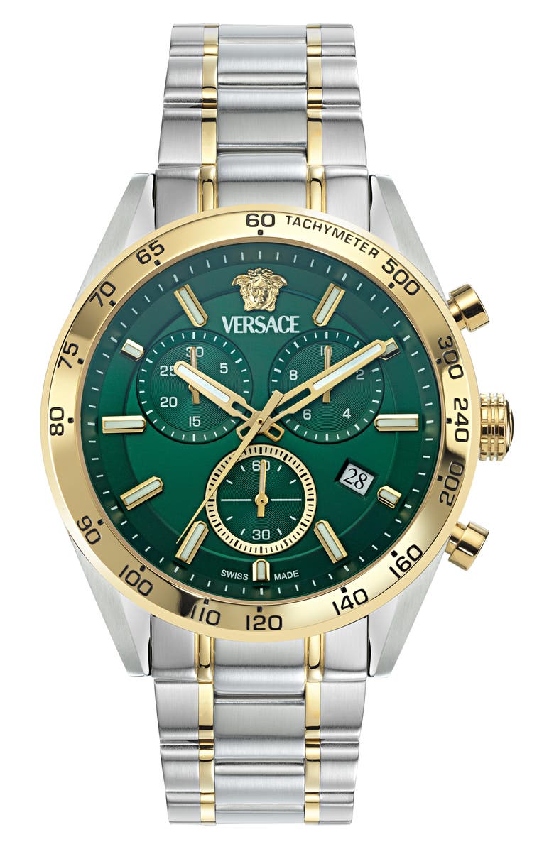 Versace V-Code Chronograph Bracelet Watch, 41mm, Main, color, Two Tone