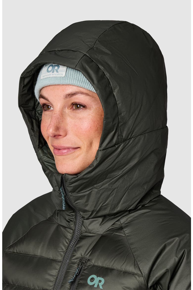 Helium Down Hoodie, Alternate, color, DARK LAUREL