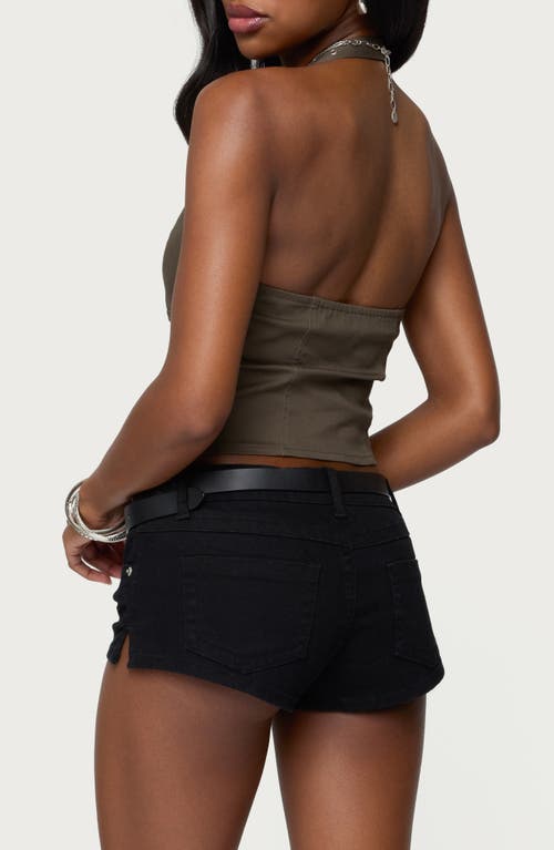 Edikted Keli Buckle Halter Crop Top In Green