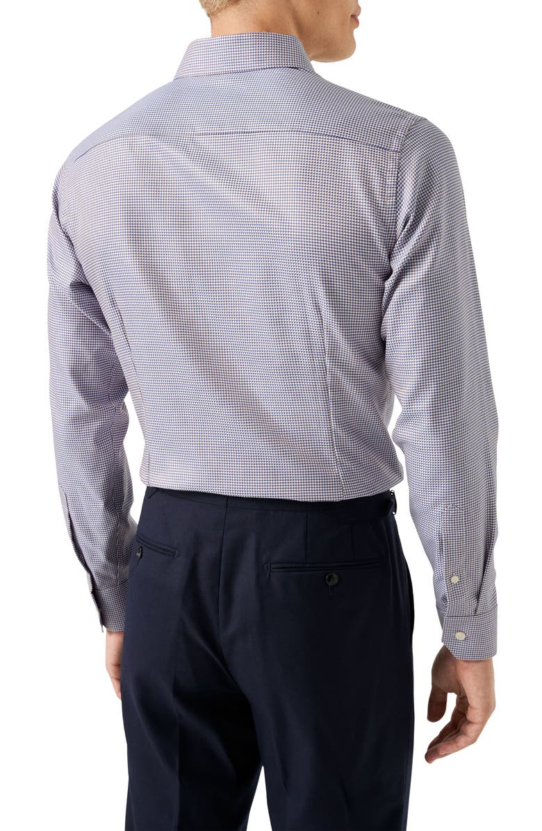 Eton Contemporary Fit Houndstooth Cotton Dobby Dress Shirt, Alternate, color, Blue/ Dark Orange/ White