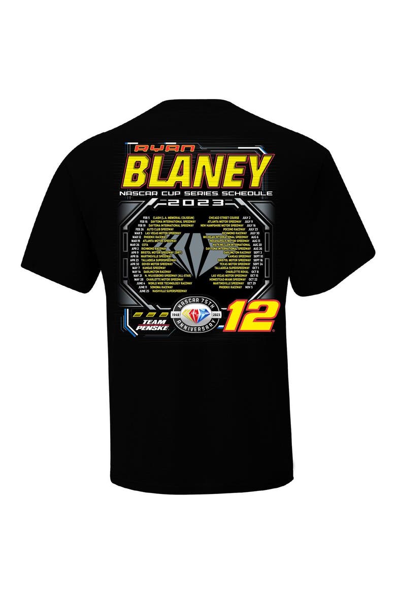 Men's Team Penske Black Ryan Blaney 2023 NASCAR Cup Series Schedule T-Shirt, Alternate, color, Black