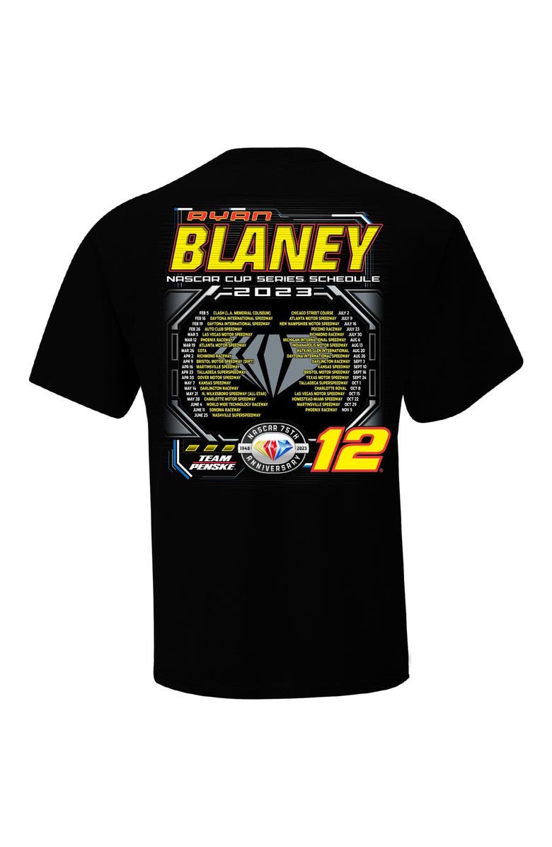 TEAM PENSKE Men's Team Penske Black Ryan Blaney 2023 NASCAR Cup Series Schedule T-Shirt, Alternate, color, 