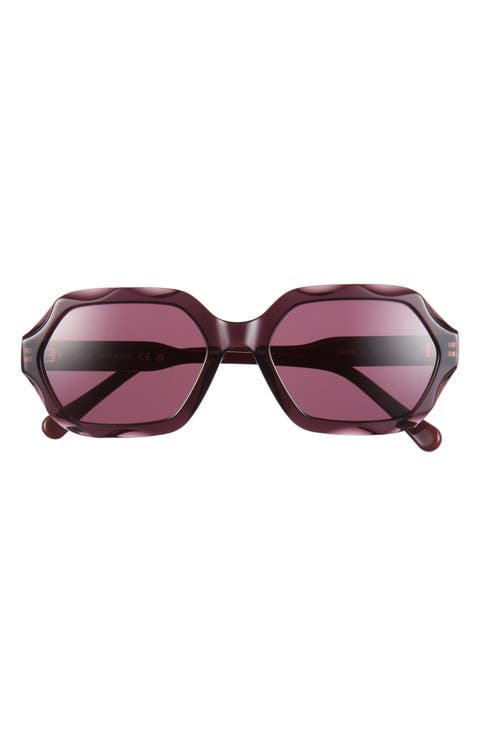 56mm Scalloped Geometric Sunglasses