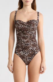 Betsey Johnson Sweetheart Ruched One-Piece Swimsuit