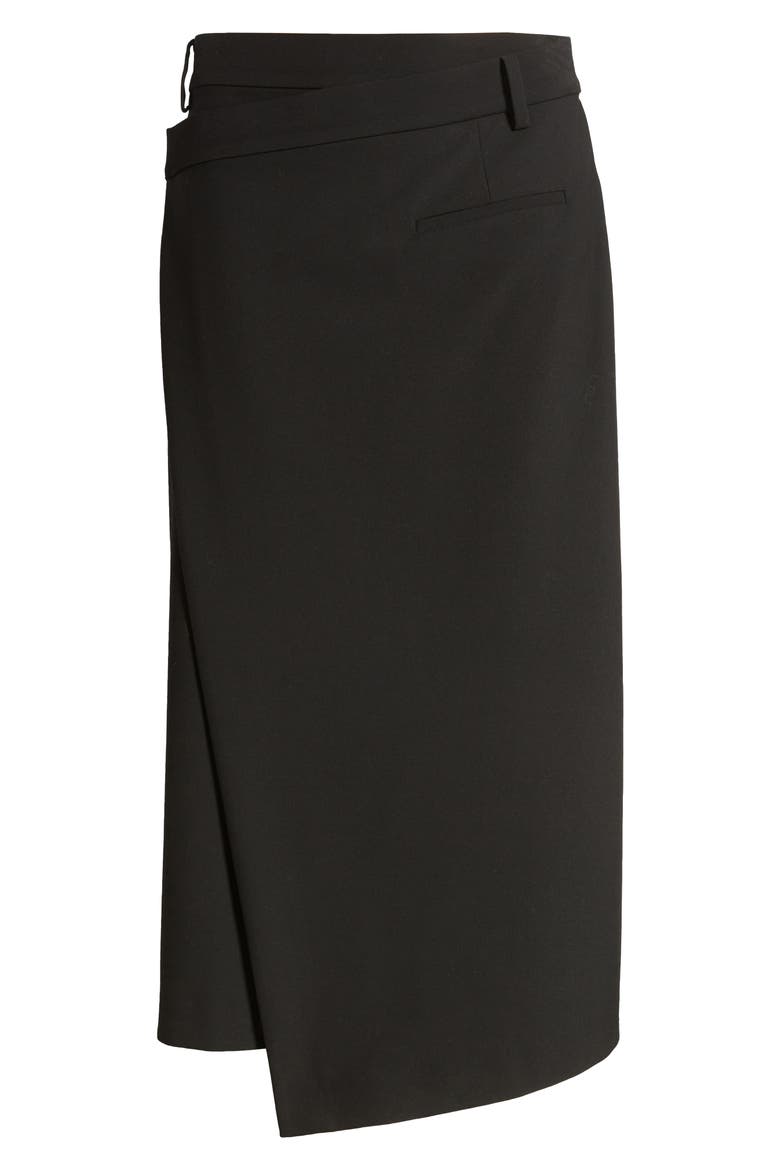 Belmont Asymmetric Midi Skirt, Alternate, color, BLACK
