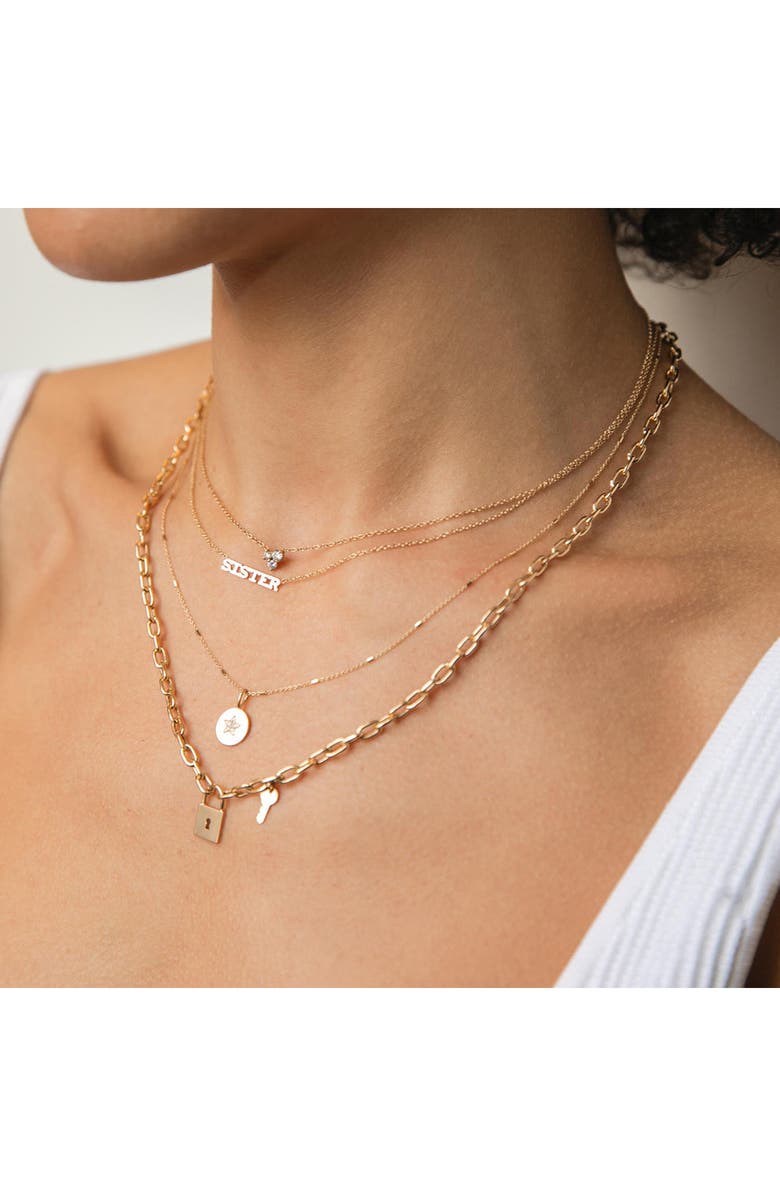 Zoë Chicco Tiny Letters Sister Pendant Necklace, Alternate, color, 