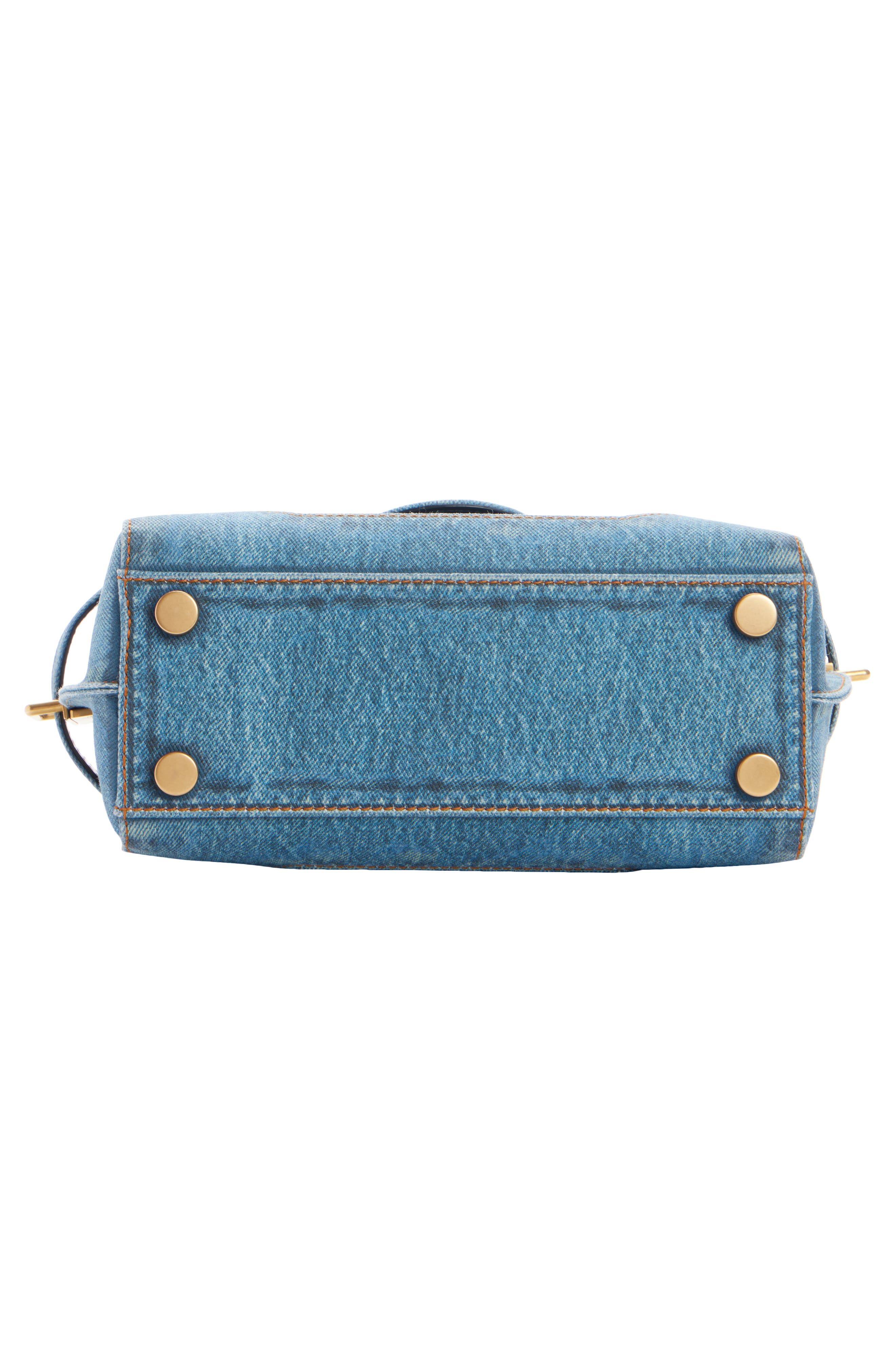 Balmain B-Buzz 23 Denim Top Handle Bag, Alternate, color, 