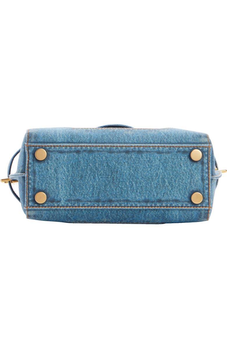 Balmain B-Buzz 23 Denim Top Handle Bag, Alternate, color,