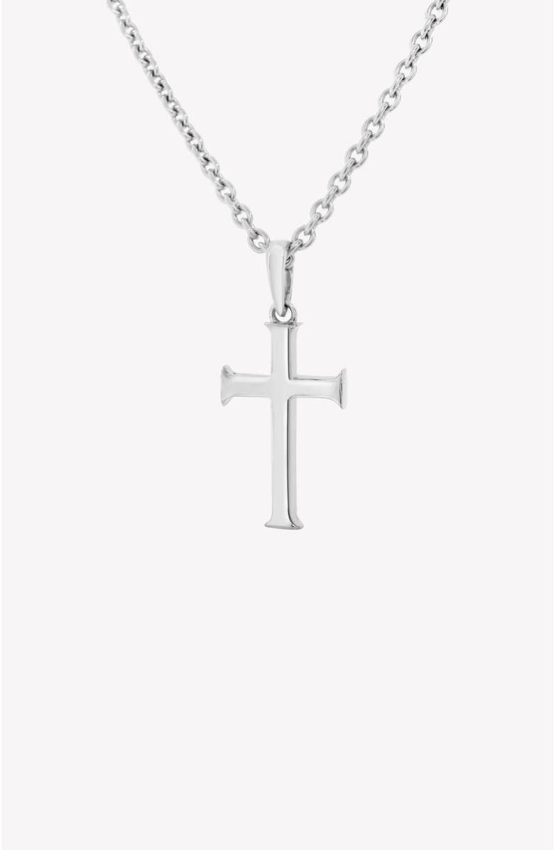 Rizen Jewelry Large Cross Pendant Necklace, Main, color, Sterling Silver