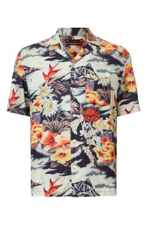 Allsaints Viscose Oscani Short Sleeve Printed Shirt In Multi