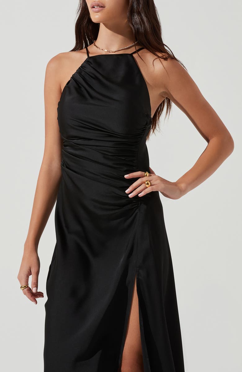 ASTR the Label Halter Neck Satin Maxi Dress, Alternate, color,