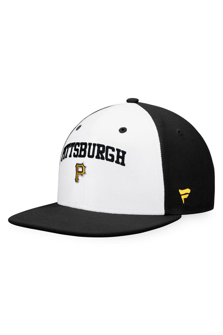 Men's Fanatics Branded White/Black Pittsburgh Pirates Iconic Color Blocked Fitted Hat, Alternate, color, White