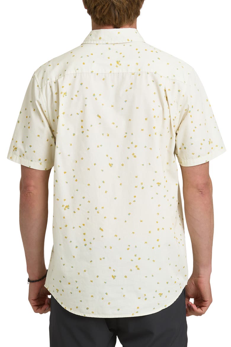Ditsy Blossom Floral Classic Short Sleeve Cotton Button-Up Shirt, Alternate, color, BONE WHITE