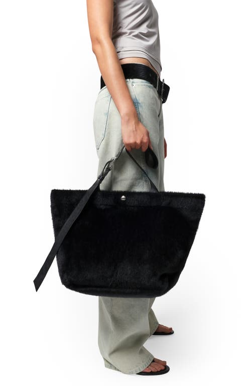 Apparis Esti Buckle Faux Hair Tote Bag In Noir