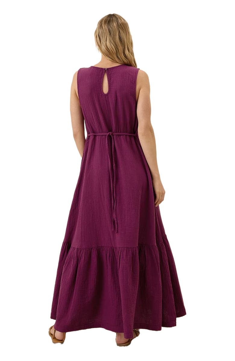 Pact Organic Cotton Double Gauze Beach To Brunch Dress, Alternate, color, Sangria