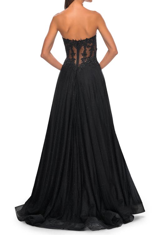 La Femme A-line Tulle Ballgown With Lace Illusion Bodice